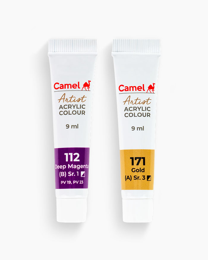 Camel Artist Acrylic ColoursAssorted pack of 14 shades in 9 ml