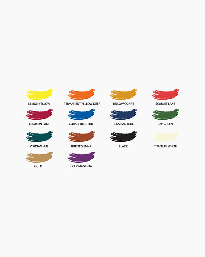 Camel Artist Acrylic ColoursAssorted pack of 14 shades in 9 ml