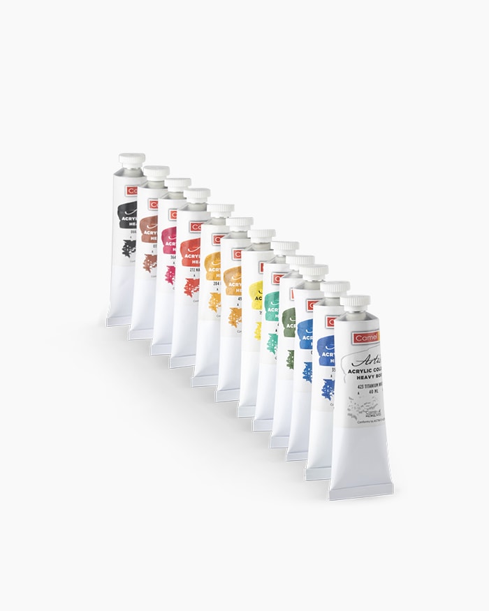 Camel Artist Heavy Body Acrylic ColoursAssorted pack of 12 shades in 40 ml