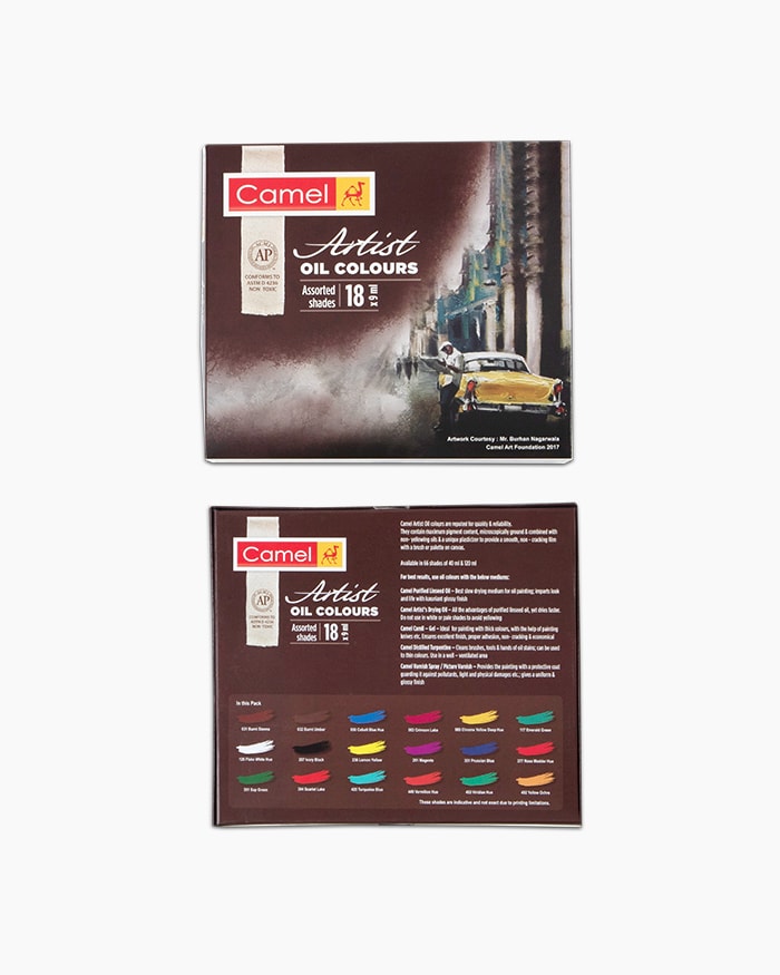 Camel Artist Oil ColoursAssorted pack of 18 shades in 9 ml
