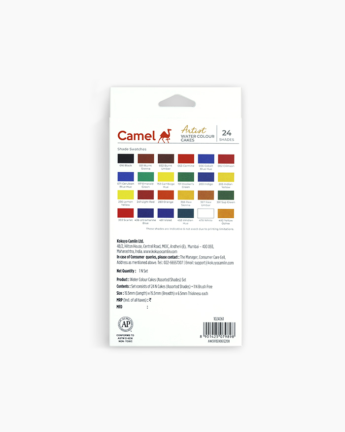 Camel Artist Water ColoursAssorted box of cakes, 24 shades with Brush