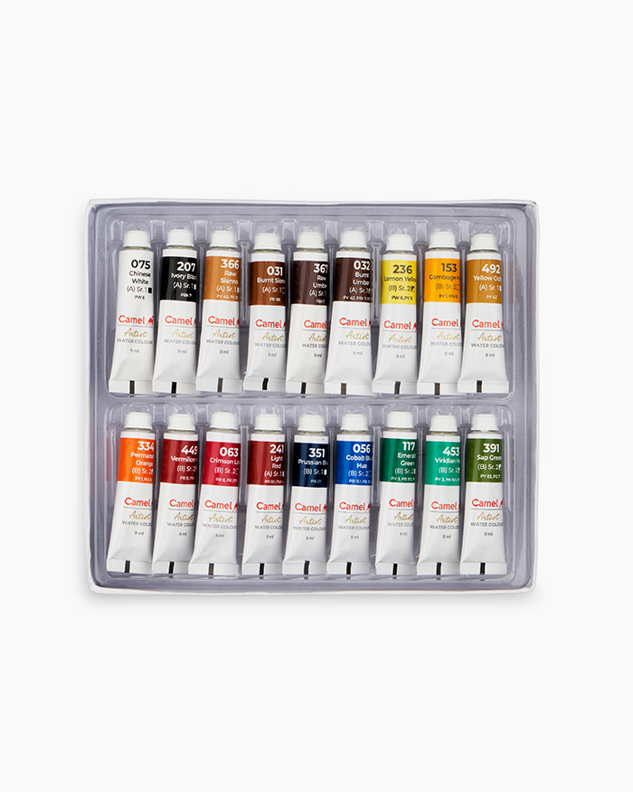 Camel Artist Water ColoursAssorted pack of tubes, 18 shades in 9 ml