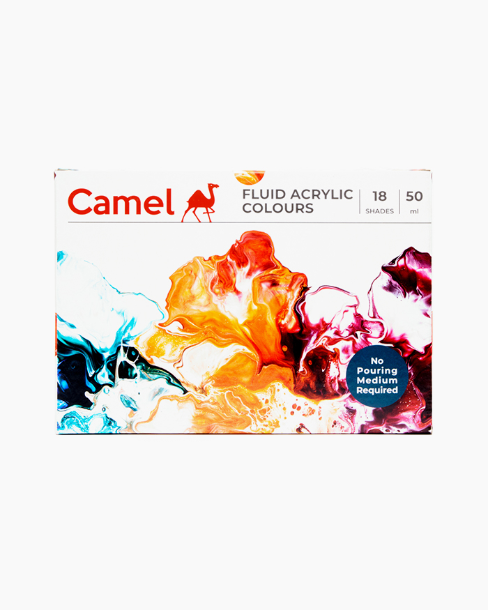Camel Fluid Acrylic ColoursAssorted Pack in 18 Shades