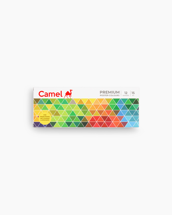 Camel Premium Poster ColoursAssorted pack of 12 shades in 15 ml