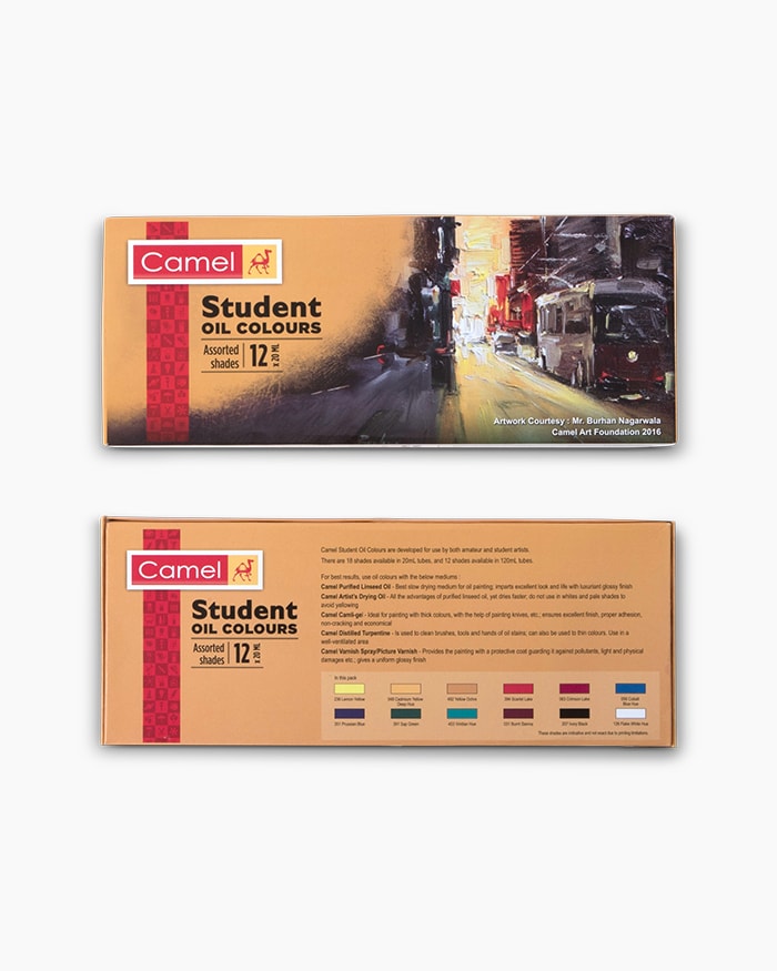Camel Student Oil ColoursAssorted pack of 12 shades in 20 ml
