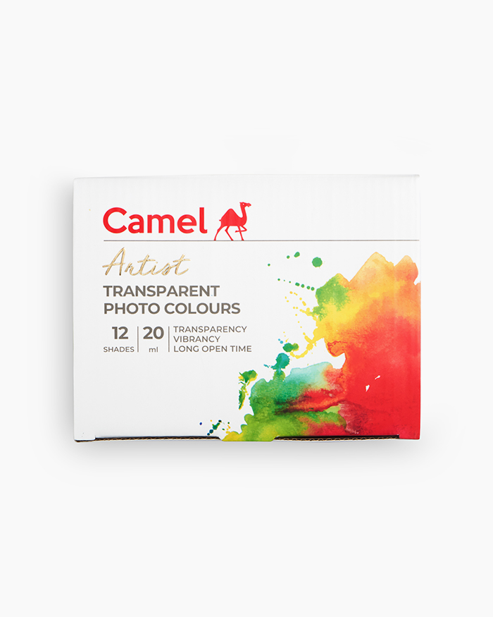 Camel Transparent Photo ColoursAssorted pack of 12 shades in 20 ml