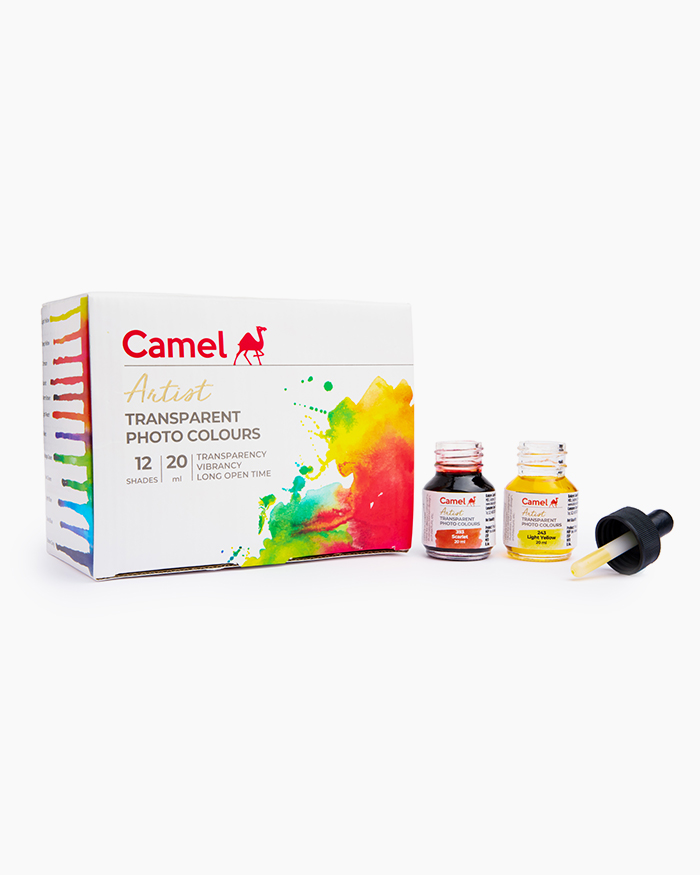 Camel Transparent Photo ColoursAssorted pack of 12 shades in 20 ml