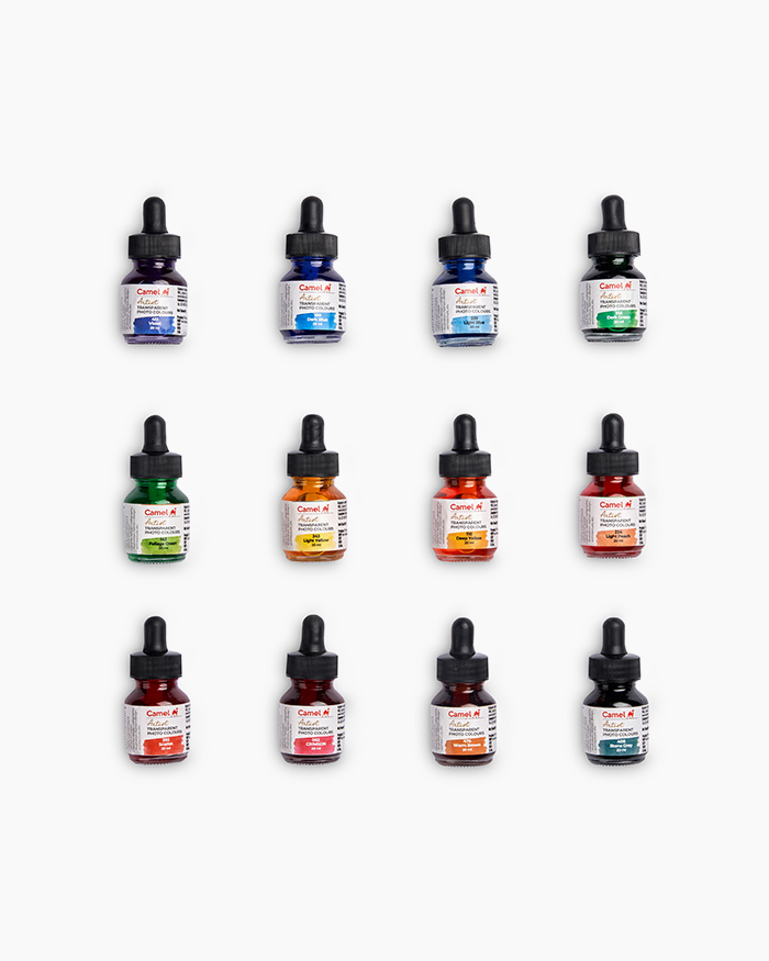 Camel Transparent Photo ColoursAssorted pack of 12 shades in 20 ml