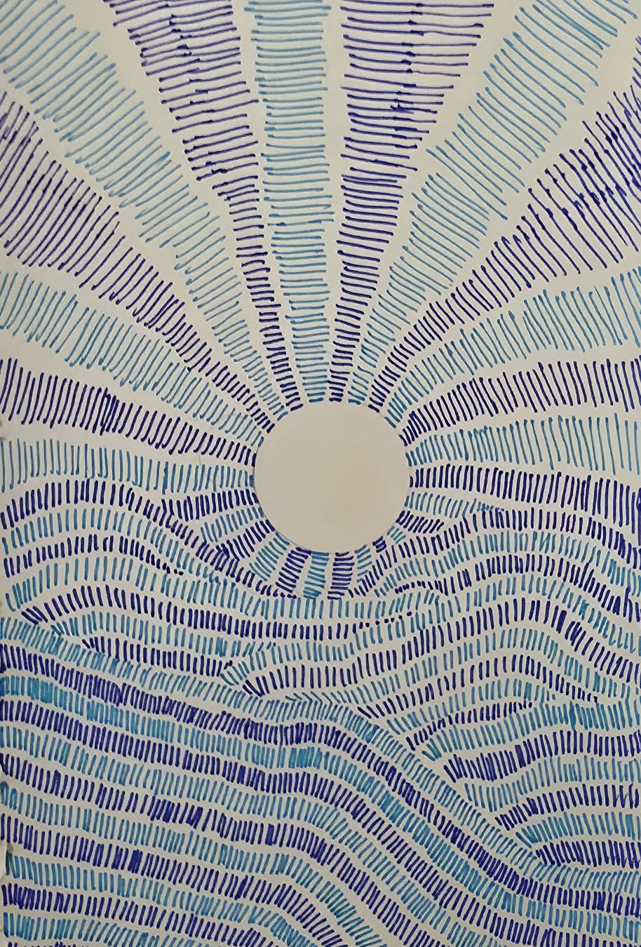 Foram Chothani Blue Abstract Line Art | a6 | Penart Practice