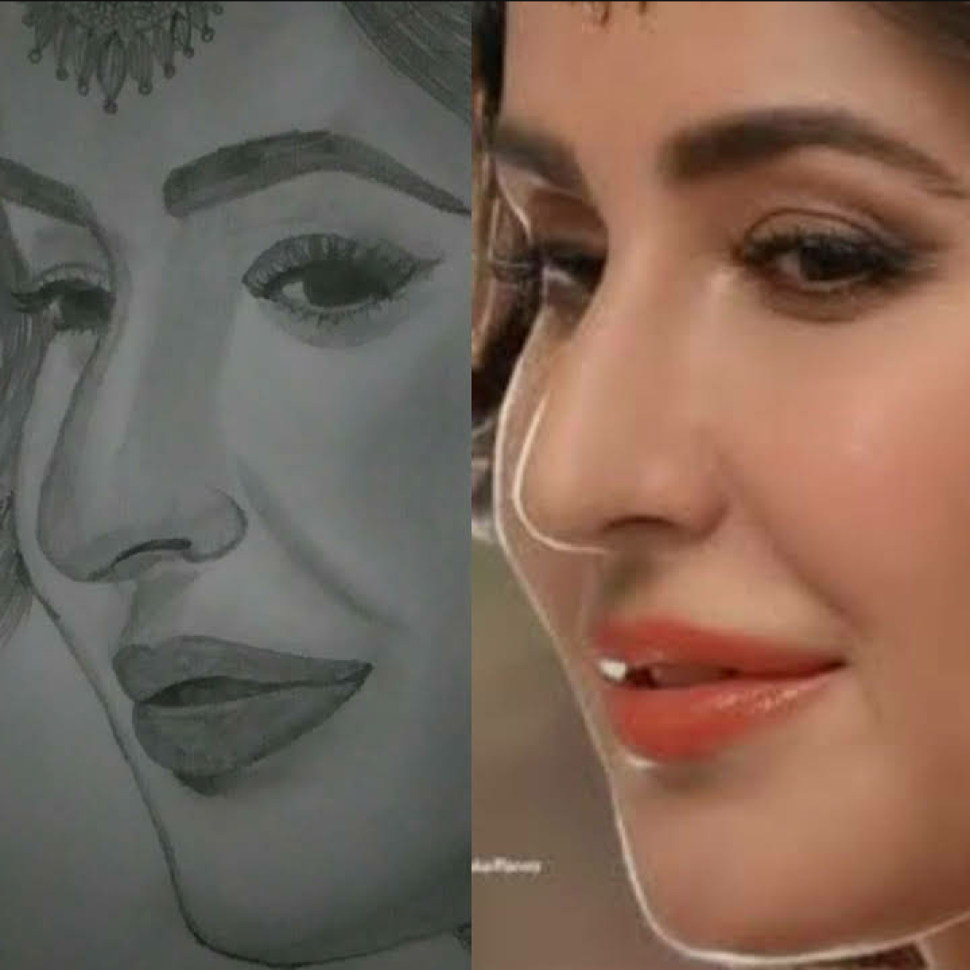 Katrina Kaif pencil drawing created by Kulsum