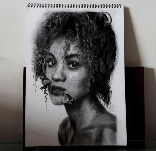 Graphite, Charcoal and oil paintinv created by Diana francis