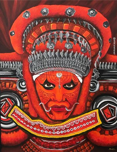 Illustration of a Theyyam artist Theyyam is a Hindu ritualistic art in  Kerala India Stock Vector Image  Art  Alamy