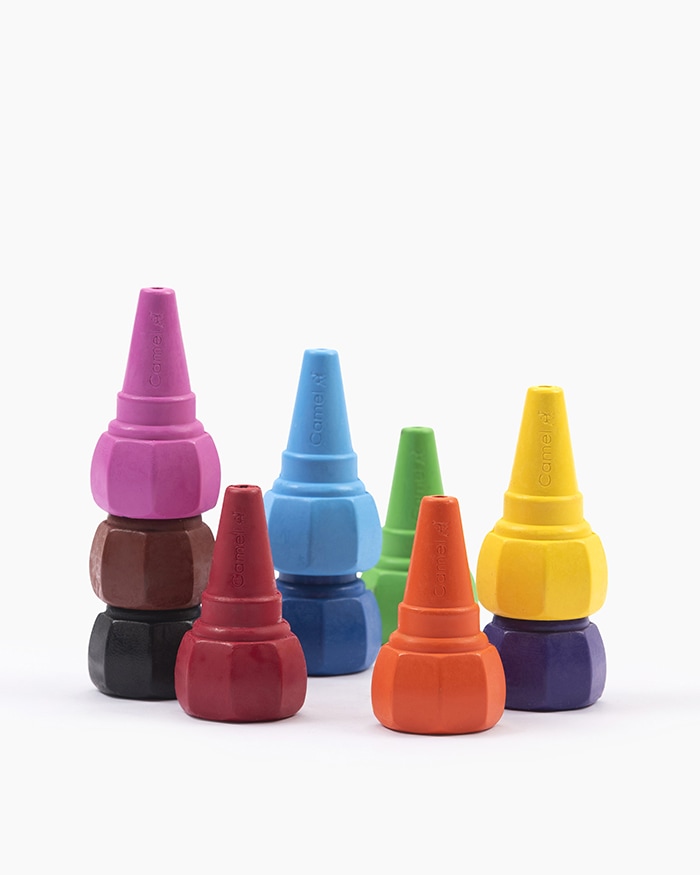Camlin Finger Crayons Assorted pack of 10 shades with Stencils