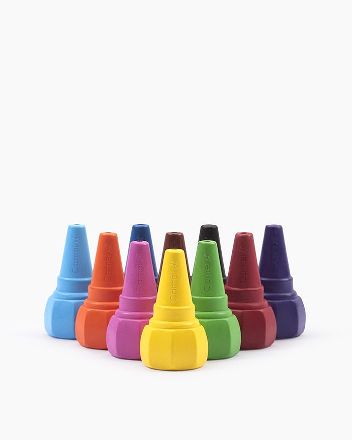 Camlin Finger Crayons Assorted pack of 10 shades with Stencils