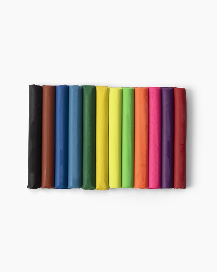 Camlin Modelling Clay Assorted pack of 12 shade in 200 g with Roller Pin and Moulds
