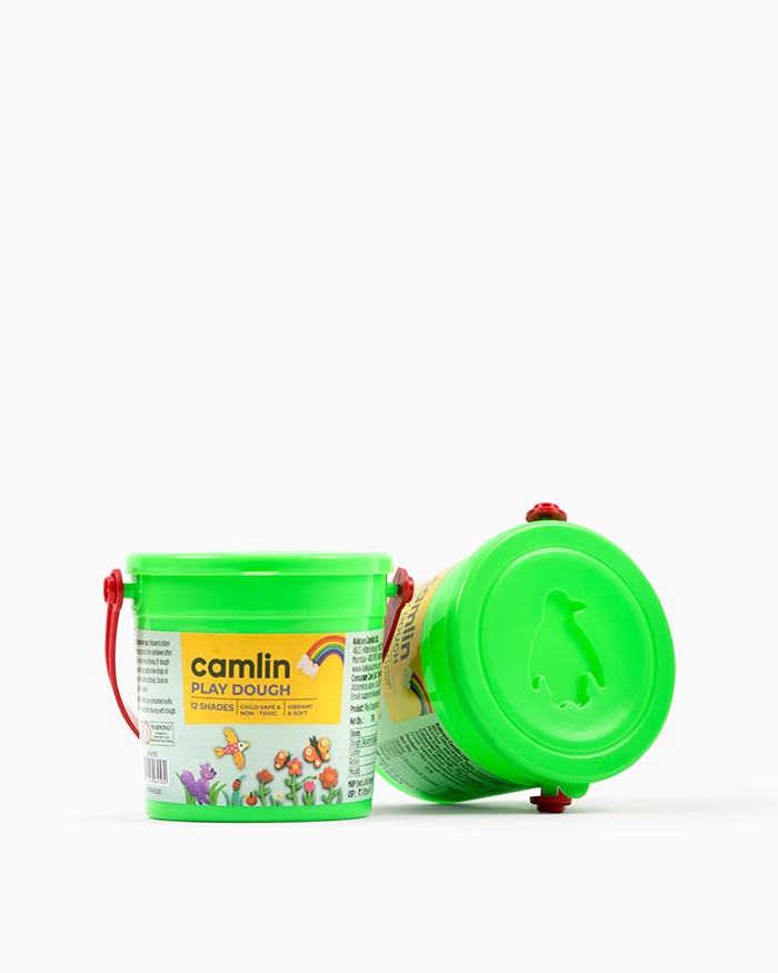 Camlin Play Dough Assorted pack of 12 shades in 13 g with Roller Pin, Cutter and Moulds
