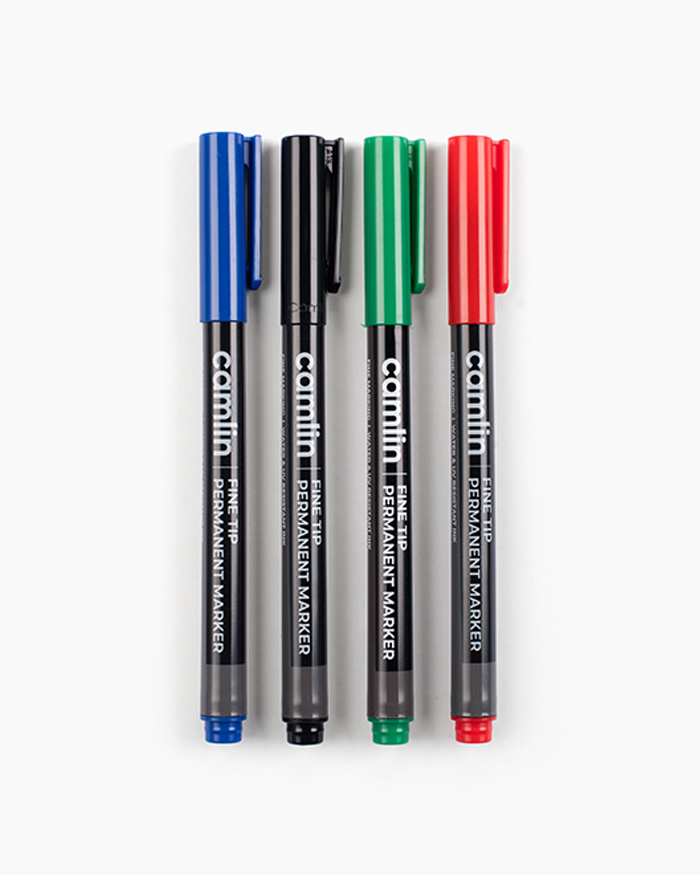 Camlin Fine Tip Permanent Markers Assorted pouch of 4 shades