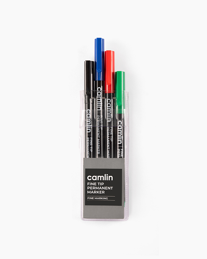 Camlin Fine Tip Permanent Markers Assorted pouch of 4 shades