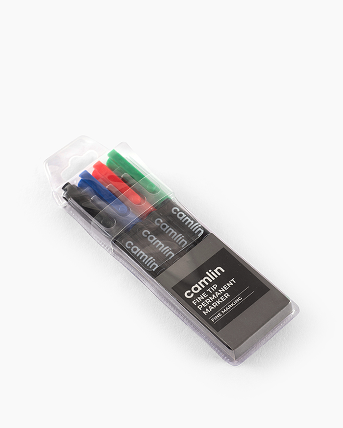 Camlin Fine Tip Permanent Markers Assorted pouch of 4 shades