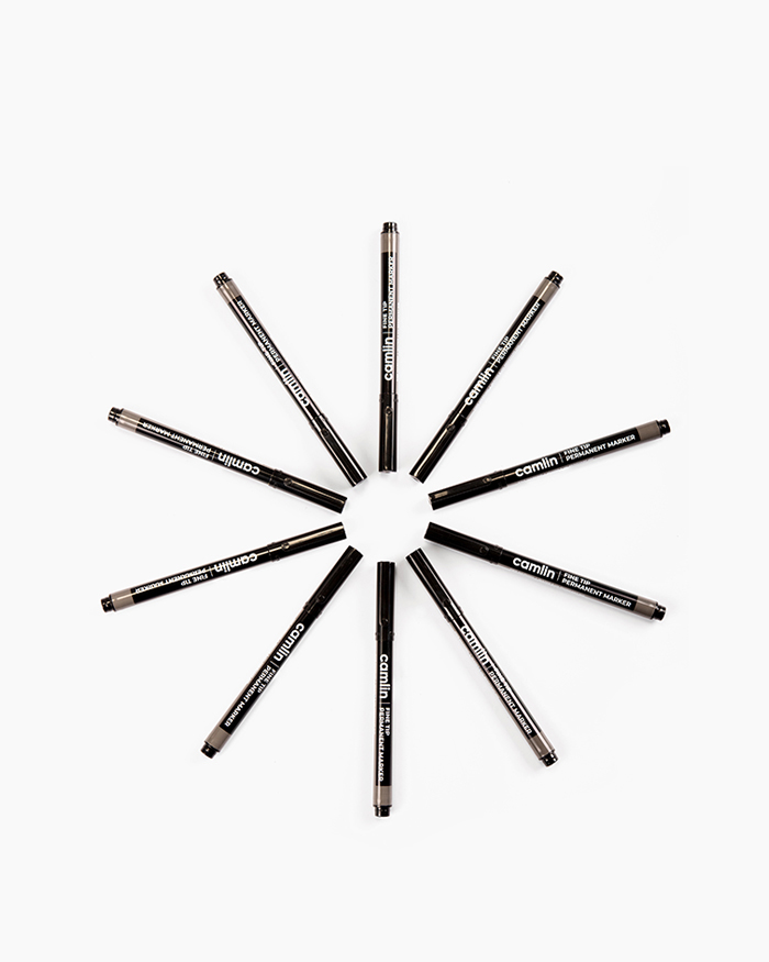 Camlin Fine Tip Permanent Markers Carton of 10 markers in Black shade