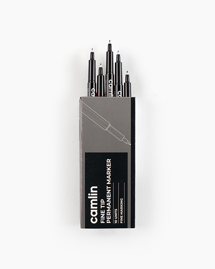 Camlin Fine Tip Permanent Markers Carton of 10 markers in Black shade