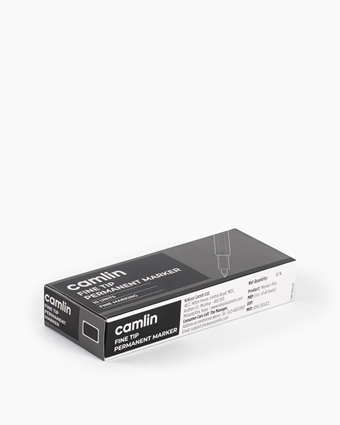 Camlin Fine Tip Permanent Markers Carton of 10 markers in Black shade