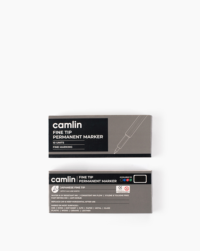 Camlin Fine Tip Permanent Markers Carton of 10 markers in Black shade