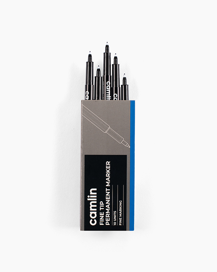 Camlin Fine Tip Permanent Markers Carton of 10 markers in Blue shade