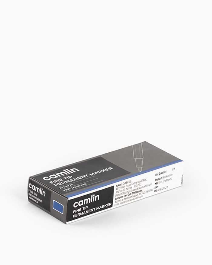 Camlin Fine Tip Permanent Markers Carton of 10 markers in Blue shade