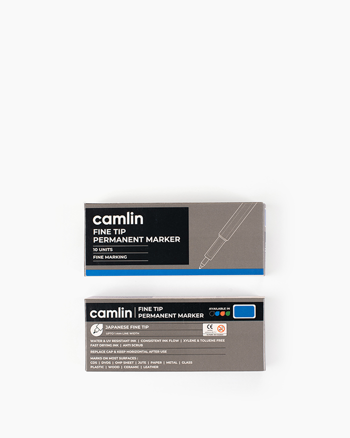 Camlin Fine Tip Permanent Markers Carton of 10 markers in Blue shade