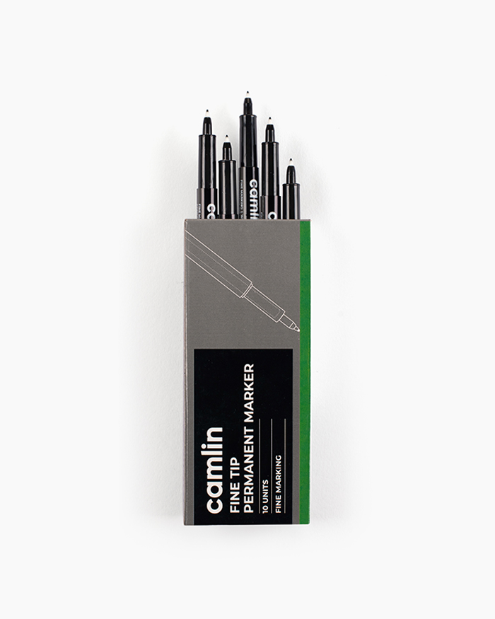 Camlin Fine Tip Permanent Markers Carton of 10 markers in Green shade