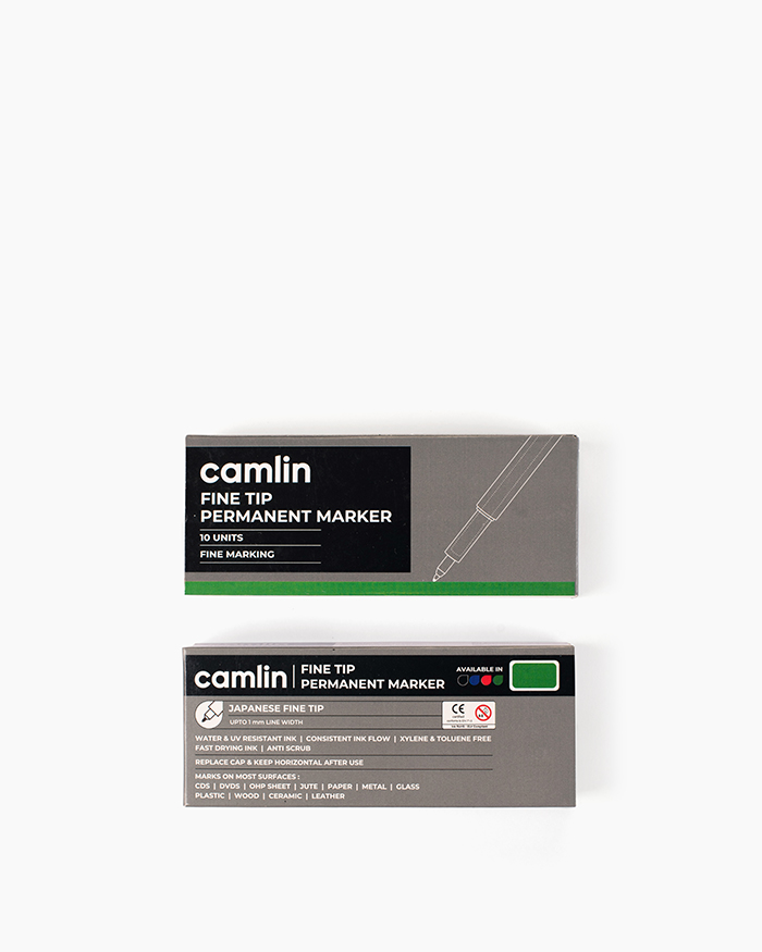 Camlin Fine Tip Permanent Markers Carton of 10 markers in Green shade