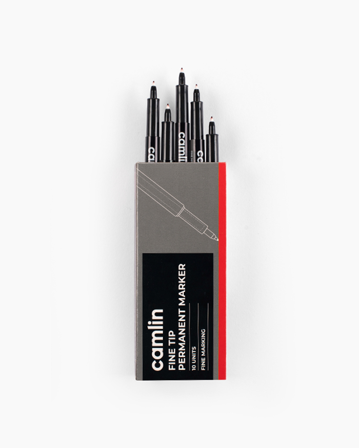 Camlin Fine Tip Permanent Markers Carton of 10 markers in Red shade