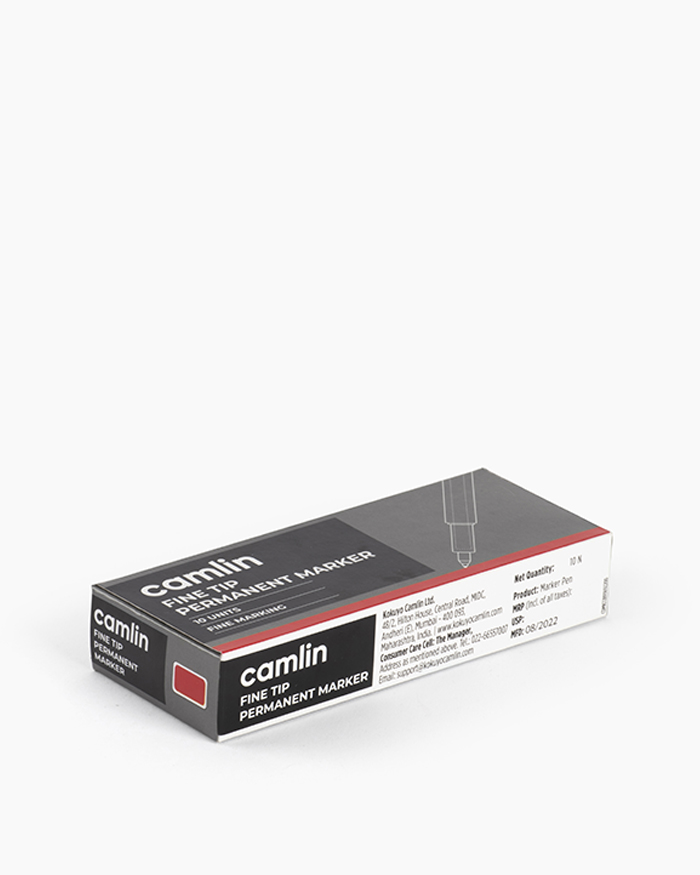 Camlin Fine Tip Permanent Markers Carton of 10 markers in Red shade