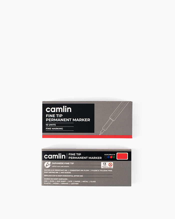 Camlin Fine Tip Permanent Markers Carton of 10 markers in Red shade
