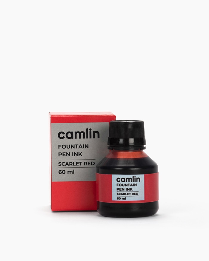 Camlin Fountain Pen Ink Individual bottle of Scarlet Red in 60 ml