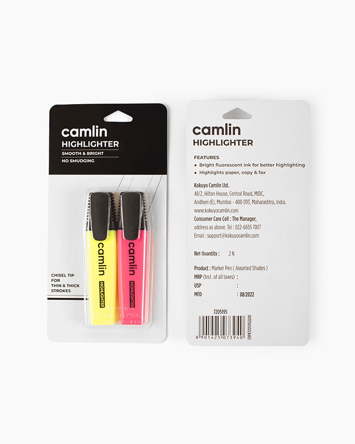 Camlin Highlighters Assorted blister pack of 2 shades
