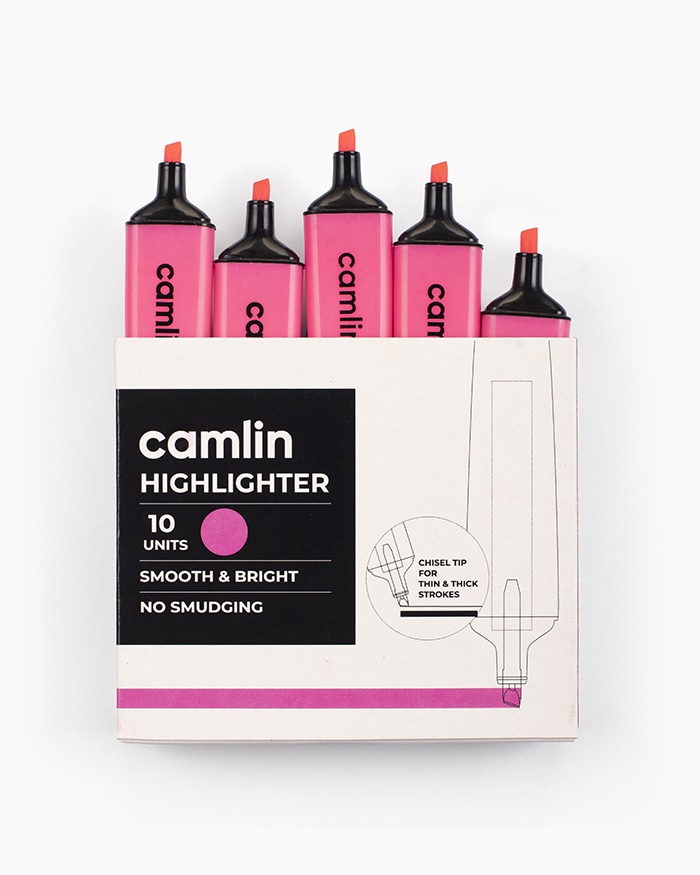 Camlin Highlighters Carton of 10 highlighters in Pink shade