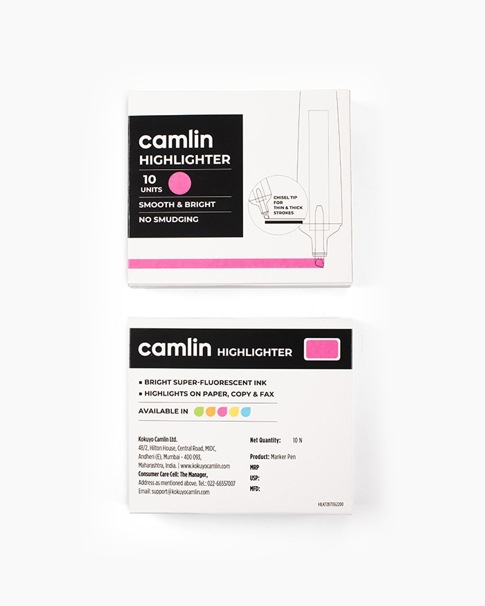 Camlin Highlighters Carton of 10 highlighters in Pink shade