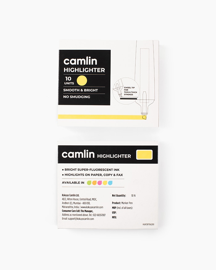 Camlin Highlighters Carton of 10 highlighters in Yellow shade