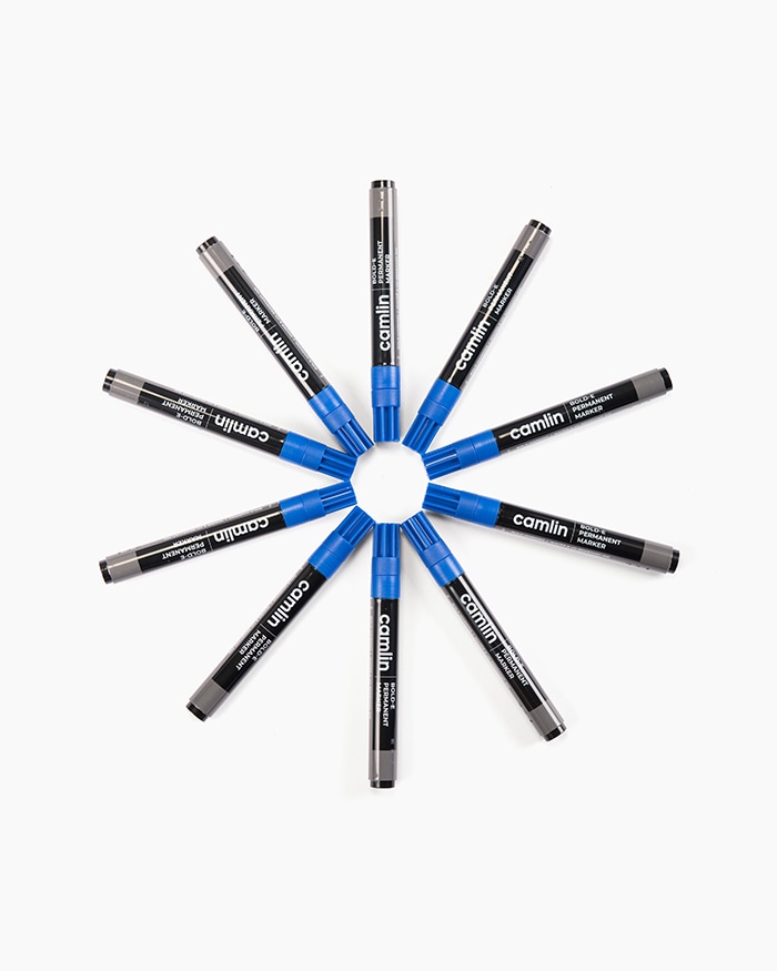 Camlin Bold-E Permanent Markers Carton of 10 markers in Blue shade