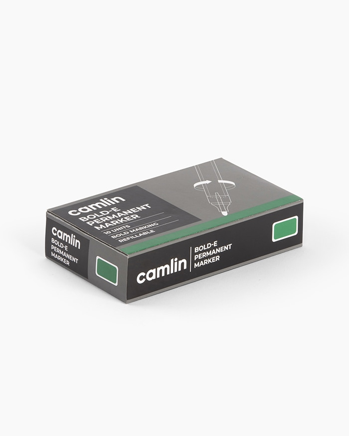 Camlin Bold-E Permanent Markers Carton of 10 markers in Green shade