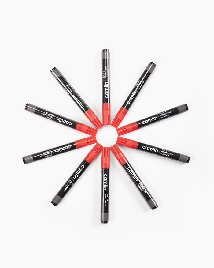 Camlin Bold-E Permanent Markers Carton of 10 markers in Red shade
