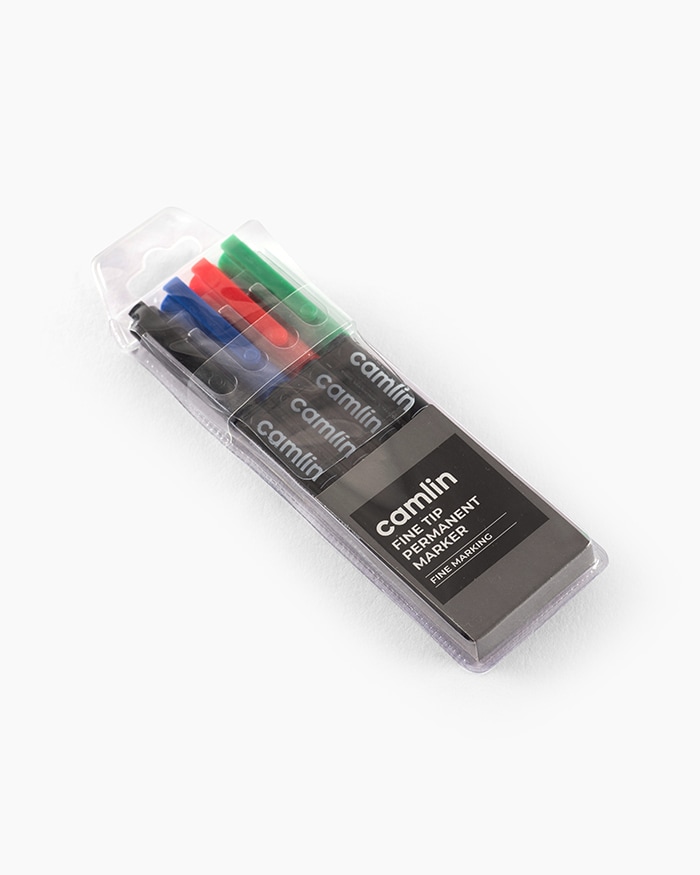 Camlin Fine Tip <br>Permanent Markers Assorted pouch of 4 shades