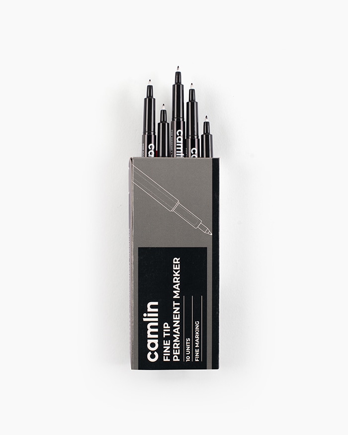 Buy Camlin Fine Tip Permanent Markers Carton of 10 markers in Black shade