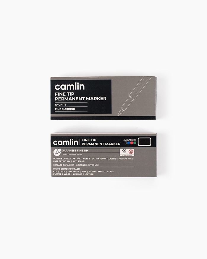 Buy Camlin Fine Tip Permanent Markers Carton of 10 markers in Black shade