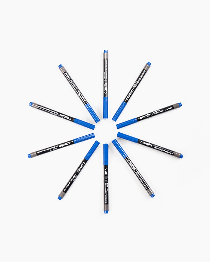 Camlin Fine Tip Permanent Markers Carton of 10 markers in Blue shade
