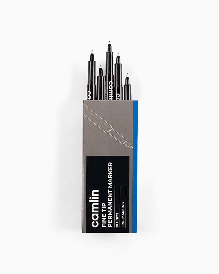 Camlin Fine Tip Permanent Markers Carton of 10 markers in Blue shade
