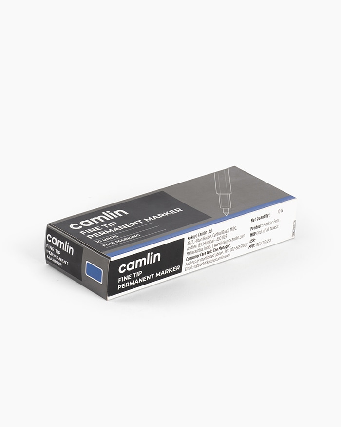 Camlin Fine Tip Permanent Markers Carton of 10 markers in Blue shade