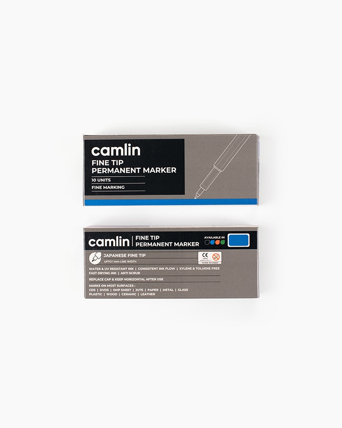Camlin Fine Tip Permanent Markers Carton of 10 markers in Blue shade